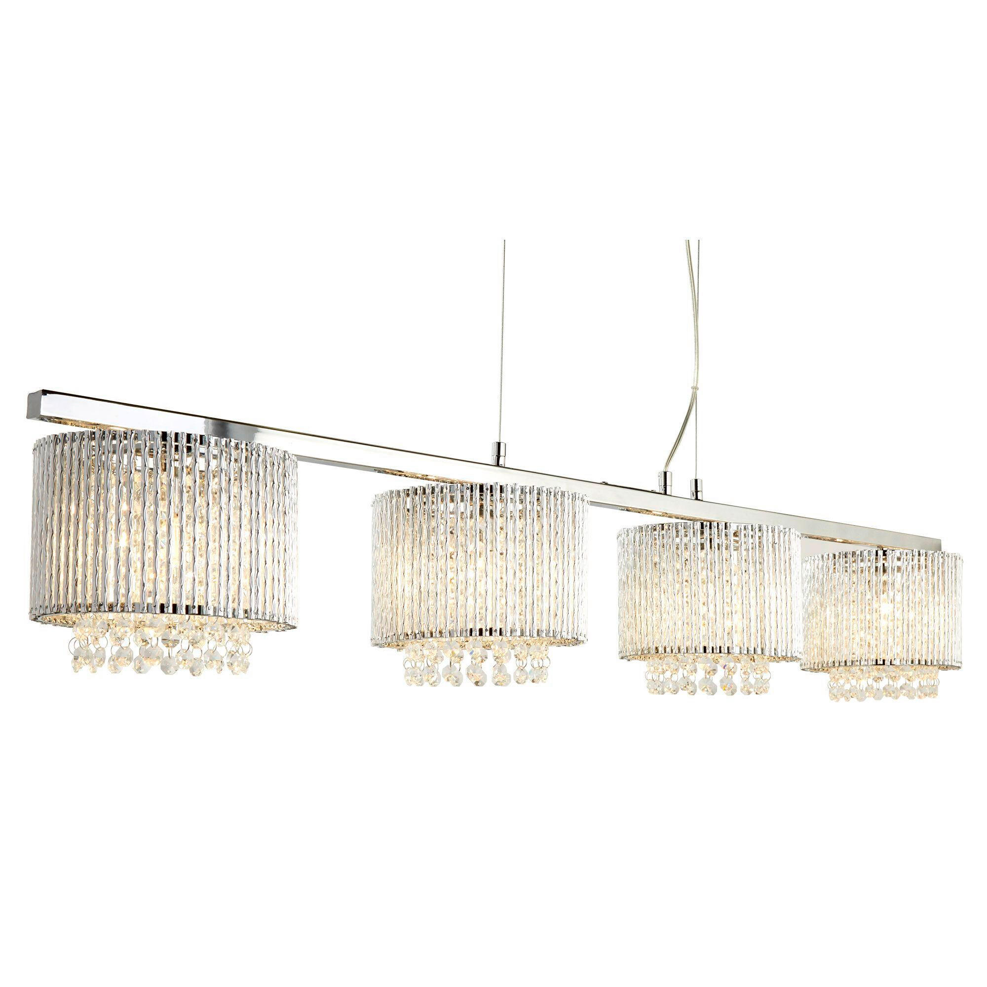 KRISTALL-HÄNGELEUCHTE 118/19/120 cm   - Chromfarben, Design, Glas/Metall (118/19/120cm)