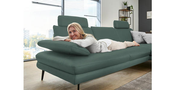 ECKSOFA in Echtleder Opal 310/180 cm - Opal/Schwarz, Design, Leder/Metall (310/180cm) - Dieter Knoll