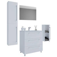 BADEZIMMER 5-teilig  in 146 cm  - Weiss/Alufarben, Modern, Keramik/Holzwerkstoff (146cm) - MID.YOU