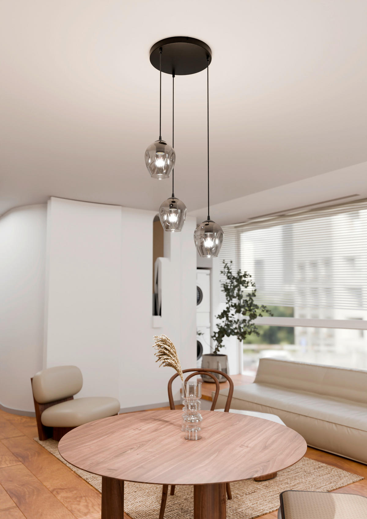 HÄNGELEUCHTE  40/40/100 cm    - Schwarz, KONVENTIONELL, Glas/Metall (40/40/100cm)