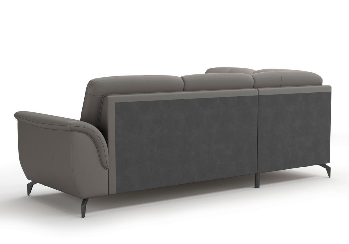 ECKSOFA in Vliesstoff Kombination Echtleder/Stoff Mokka  - Schwarz/Mokka, Modern, Leder/Textil (212/244cm) - Sit & More