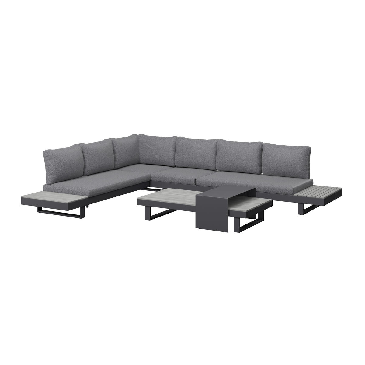 LOUNGEGARNITUR 245/329 cm Aluminium  - Dunkelgrau/Anthrazit, MODERN, Kunststoff/Textil (245/329cm) - Ambia Garden