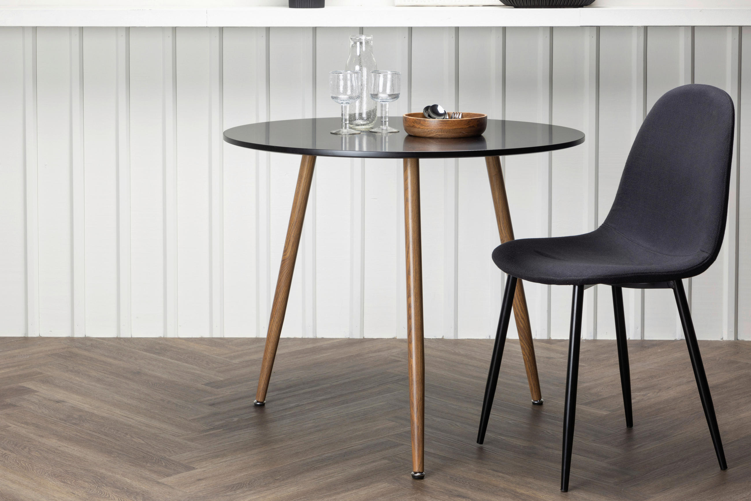 ESSTISCH in Metall, Holzwerkstoff 90/90/75 cm  - Hellbraun/Schwarz, Design, Holzwerkstoff/Metall (90/90/75cm) - Livetastic
