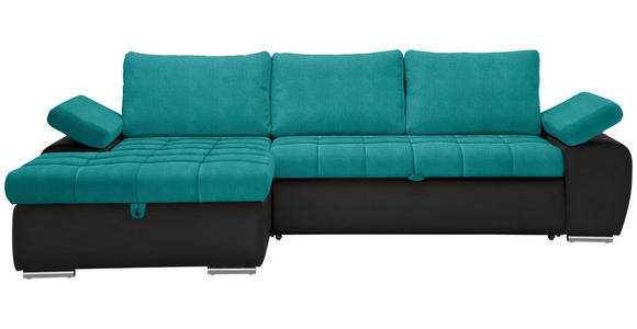 ECKSOFA in Flachgewebe Schwarz, Türkis 175/271 cm - Türkis/Schwarz, Design, Kunststoff/Textil (175/271cm) - Xora