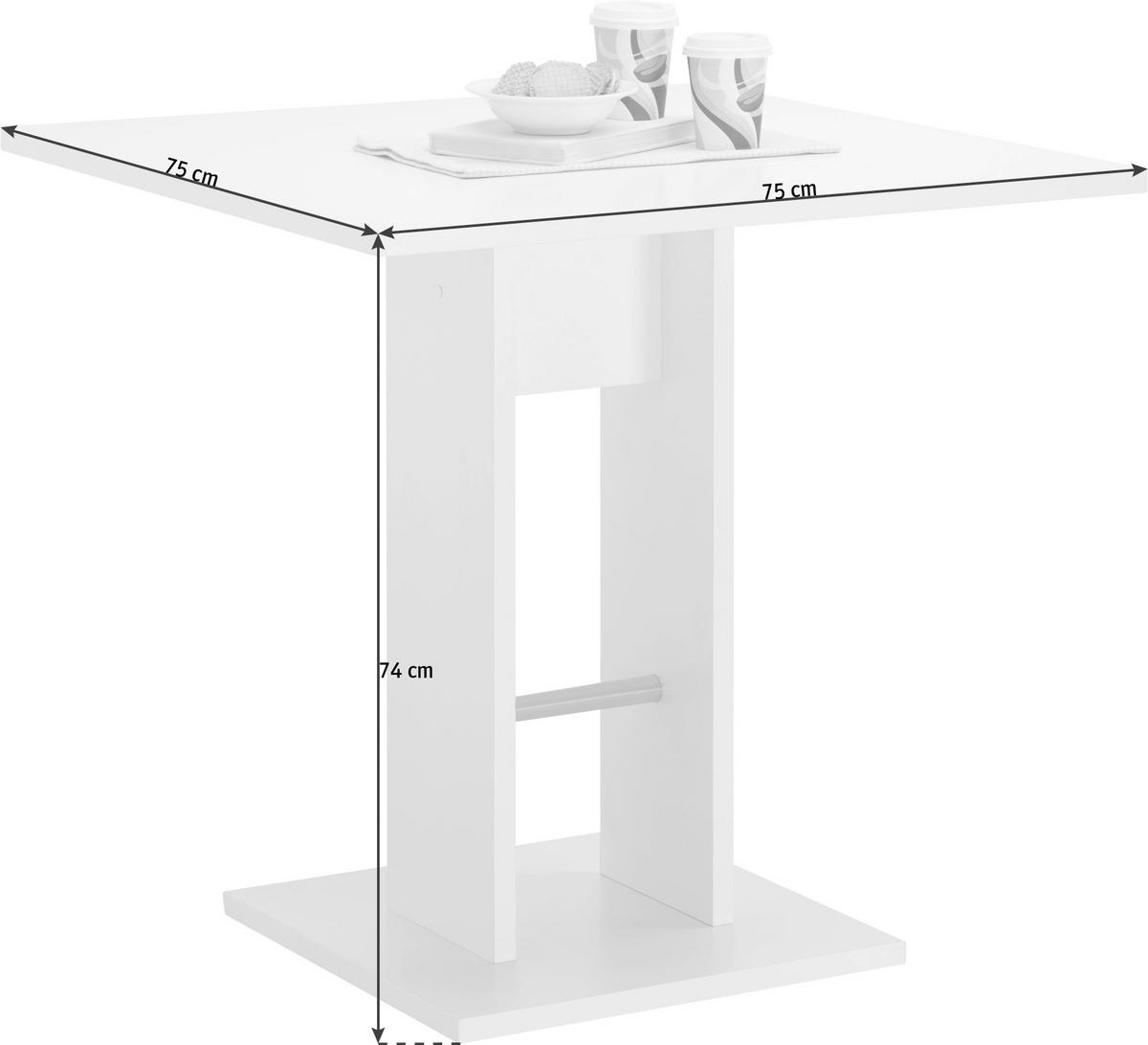 JEDÁLENSKÝ STÔL, biela, 75/75/74 cm - biela, Konventionell, kompozitné drevo (75/75/74cm) - Carryhome
