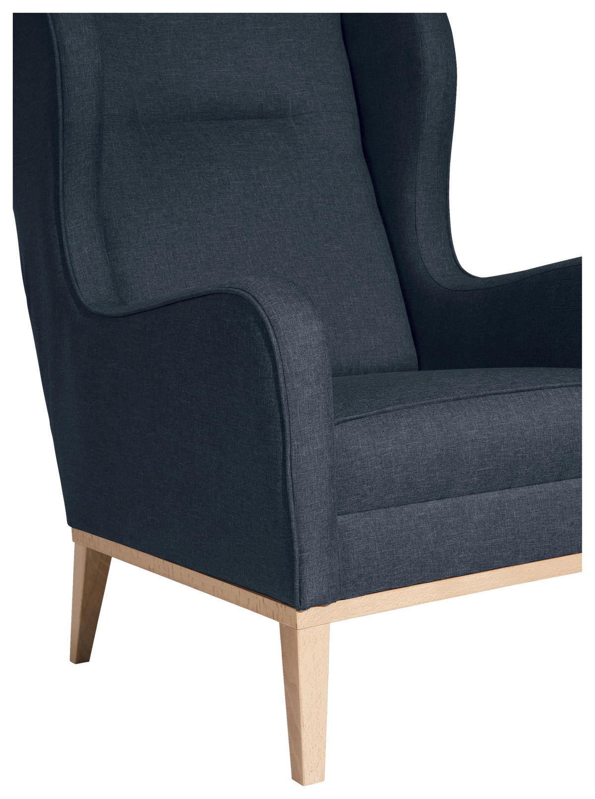 OHRENSESSEL in Flachgewebe Dunkelblau  - Naturfarben/Dunkelblau, KONVENTIONELL, Holz/Textil (66/104/78cm) - Max Winzer