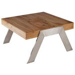 COUCHTISCH in Holz, Metall 80/82,5/45 cm  - Edelstahlfarben/Eichefarben, Basics, Holz/Metall (80/82,5/45cm) - Venda