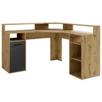 SCHREIBTISCH - Anthrazit/Eiche Artisan, MODERN, Holzwerkstoff/Kunststoff (139/139/90,8cm) - MID.YOU