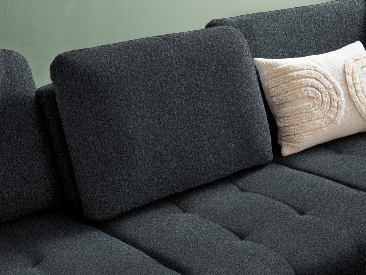 ECKSOFA in Struktur Anthrazit  - Anthrazit/Schwarz, Natur, Textil/Metall (288/233cm) - Valnatura