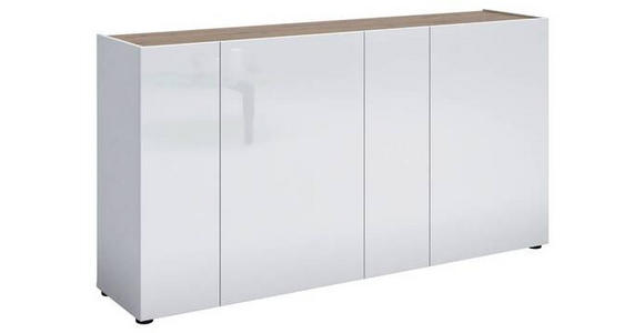 SIDEBOARD Weiß Hochglanz Einlegeböden  - Eichefarben/Weiß Hochglanz, Design, Holzwerkstoff/Kunststoff (174/92/40cm) - Xora