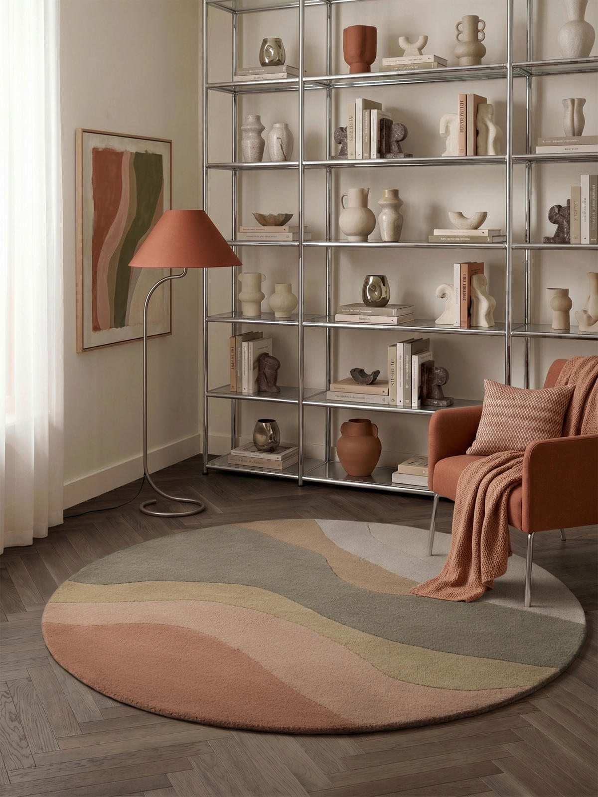 WOLLTEPPICH Wohnzimmer 160 cm Chelsea Flood Creme, Multicolor rund  - Multicolor/Creme, Basics, Textil (160cm) - Ted Baker