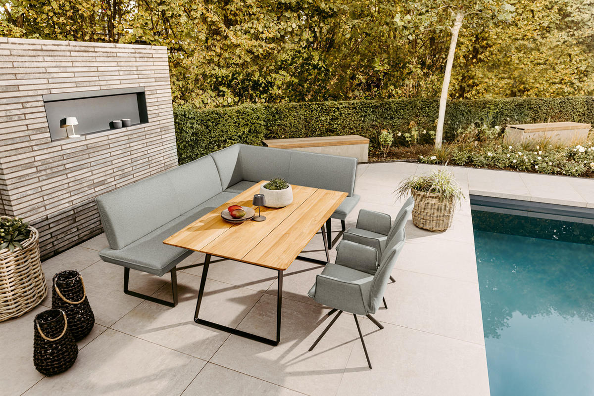 GARTENECKBANK Grau  - Anthrazit/Grau, Design, Textil/Metall (235/170cm)