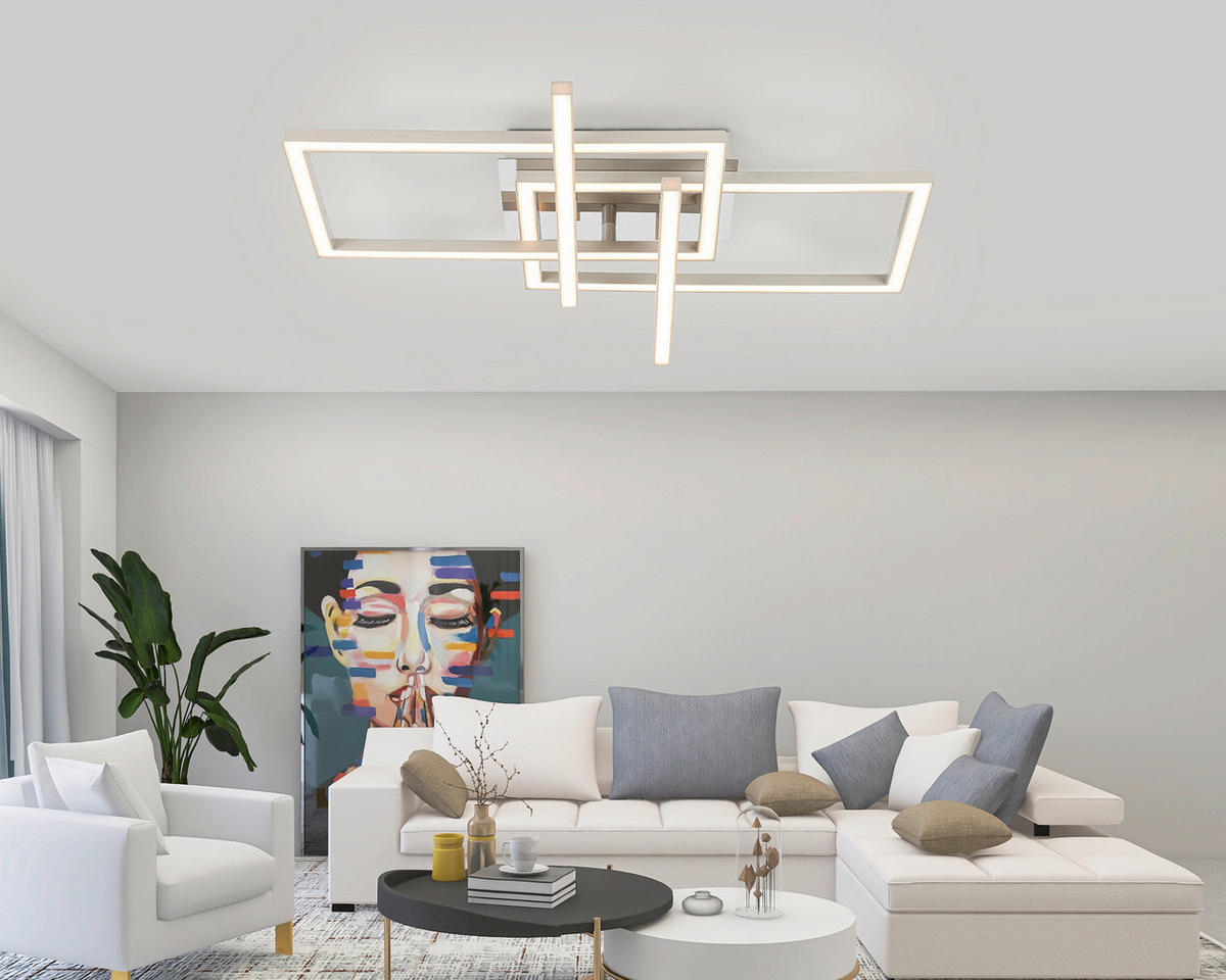 LED-DECKENLEUCHTE 24 W    50/43/7,6 cm  - Sandfarben/Chromfarben, Basics, Kunststoff/Metall (50/43/7,6cm) - Novel