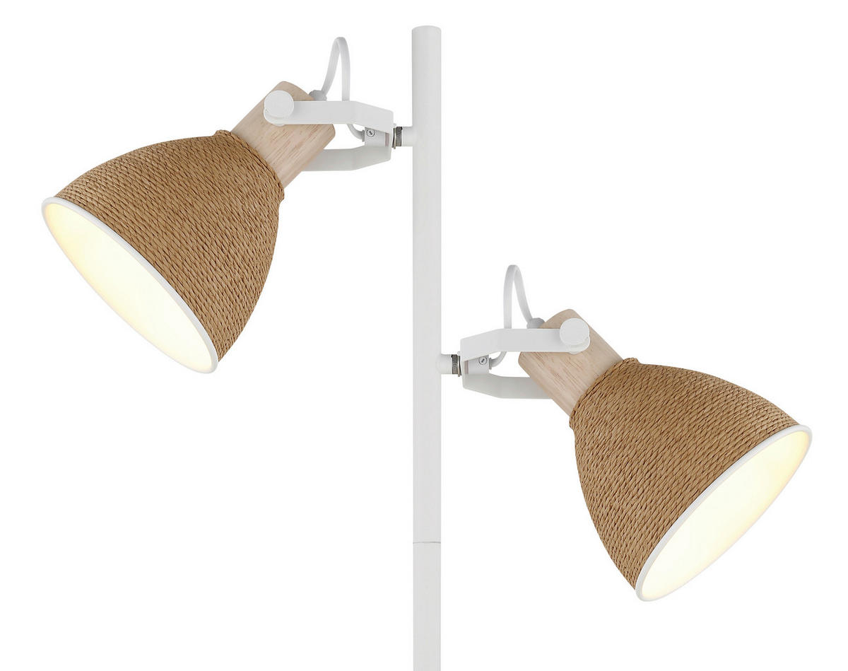 STOJACÍ LAMPA, 32,5/25/158,5 cm - bílá/hnědá, Natur, kov/dřevo (32,5/25/158,5cm) - Globo