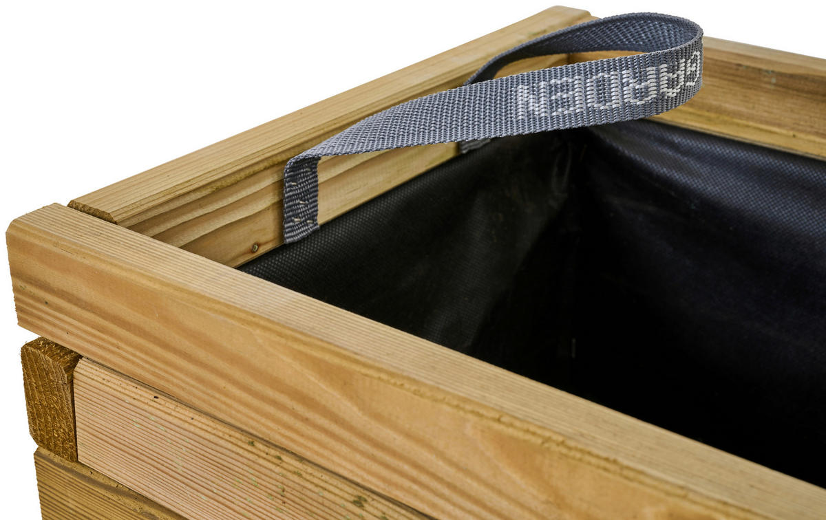BLUMENKASTEN  - Schwarz/Kieferfarben, Basics, Holz/Textil (90/40/33cm) - Siena Garden