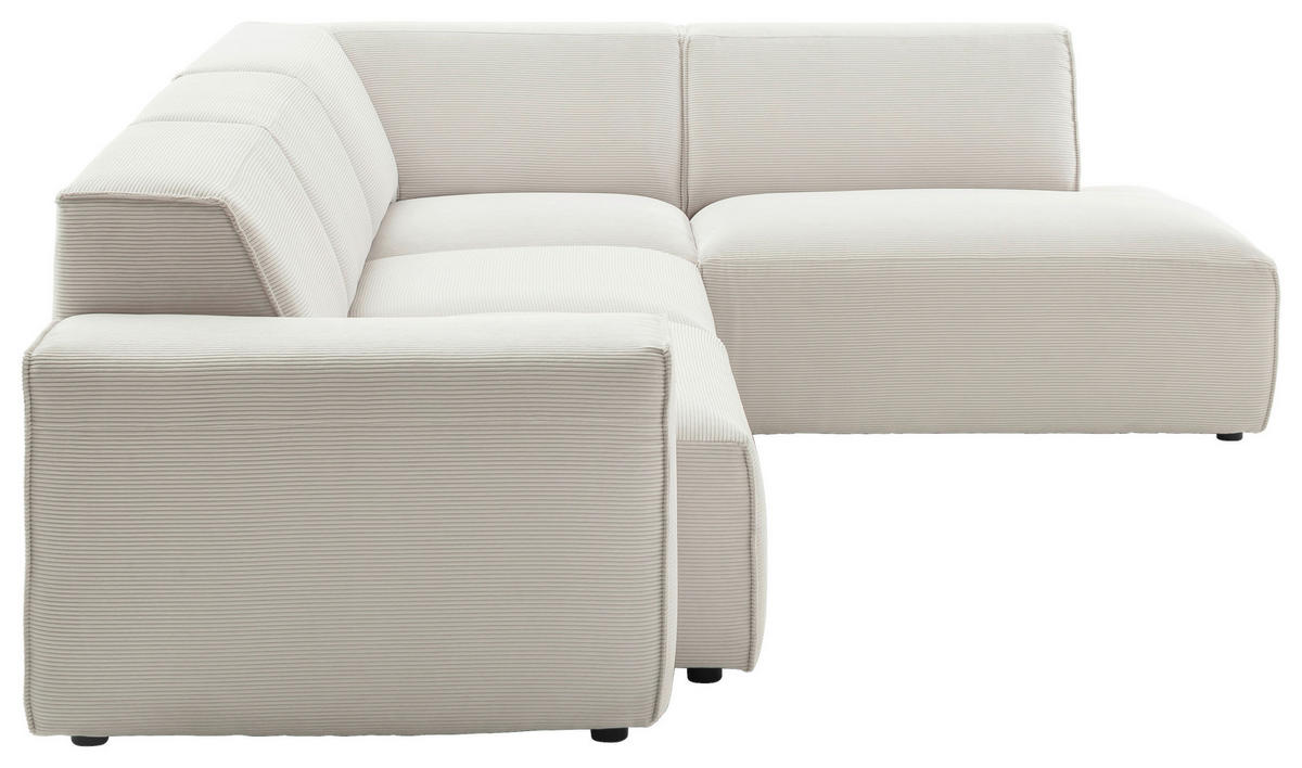 ECKSOFA Weiß Cord  - Schwarz/Weiß, Design, Kunststoff/Textil (270/210cm) - Pure Home Lifestyle