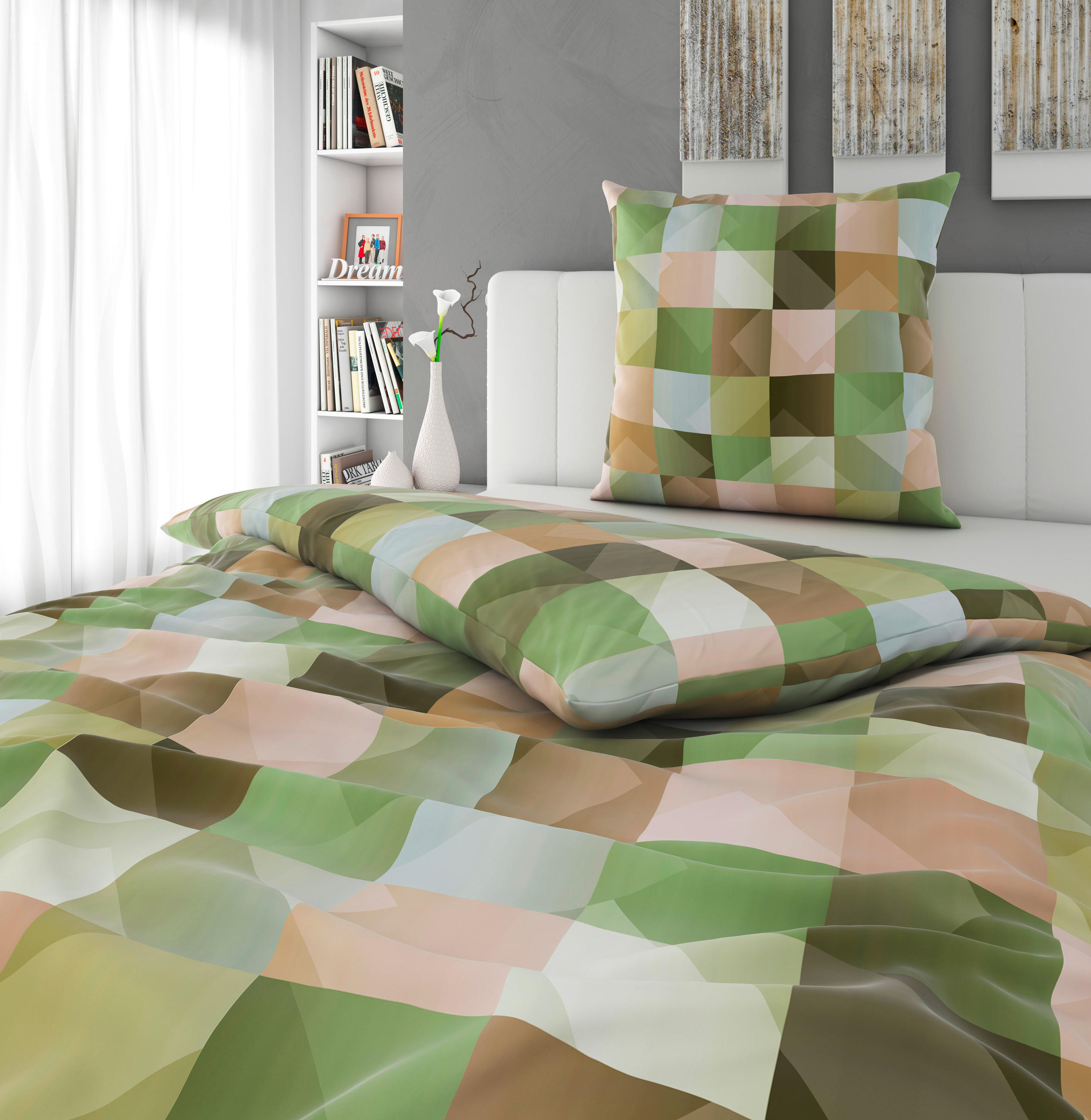 BETTWÄSCHE Javerdat Satin 135/200 cm  - Grün, KONVENTIONELL, Textil (135/200cm) - Novel