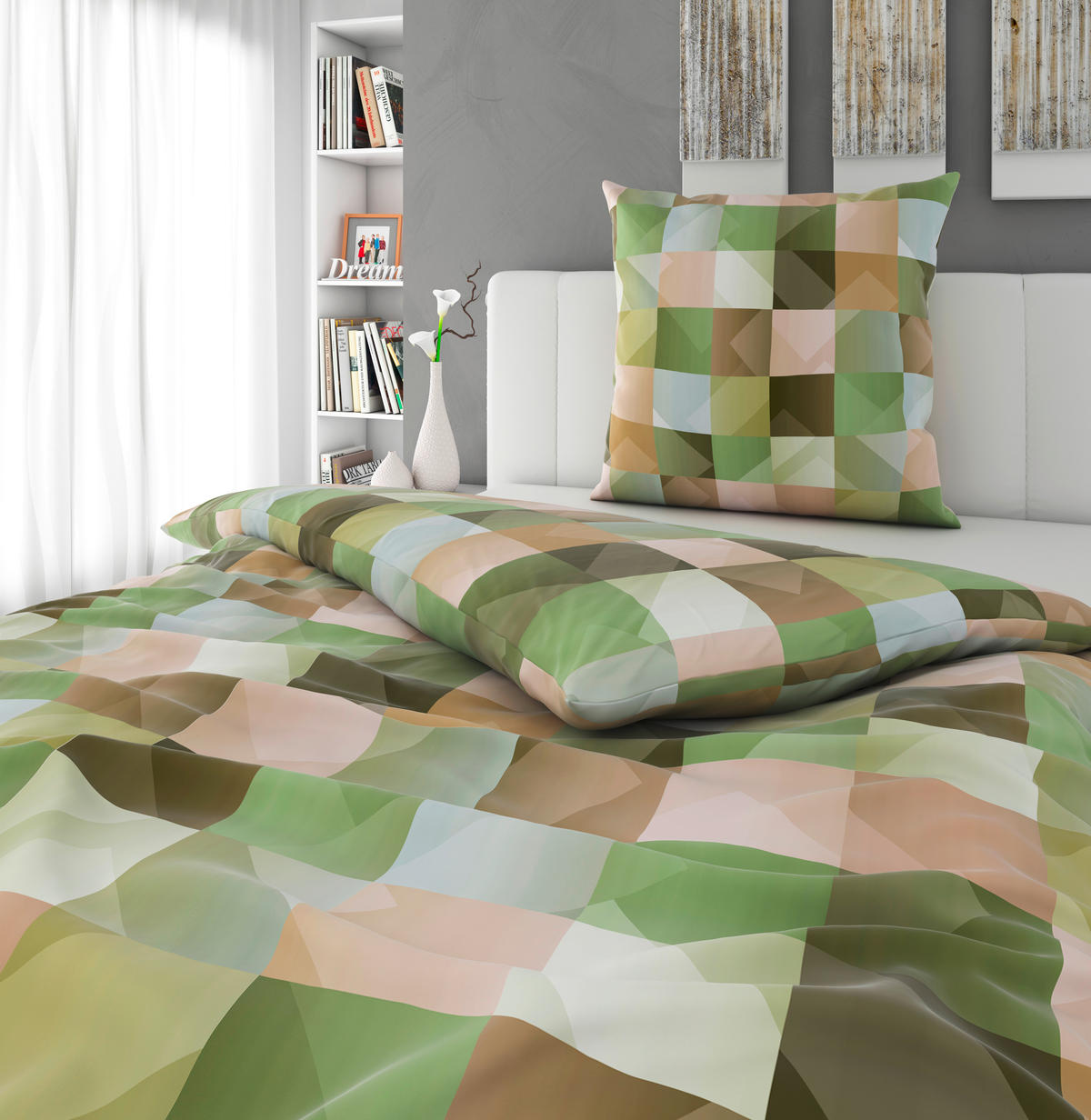 BETTWÄSCHE Javerdat Satin 135/200 cm  - Grün, KONVENTIONELL, Textil (135/200cm) - Novel