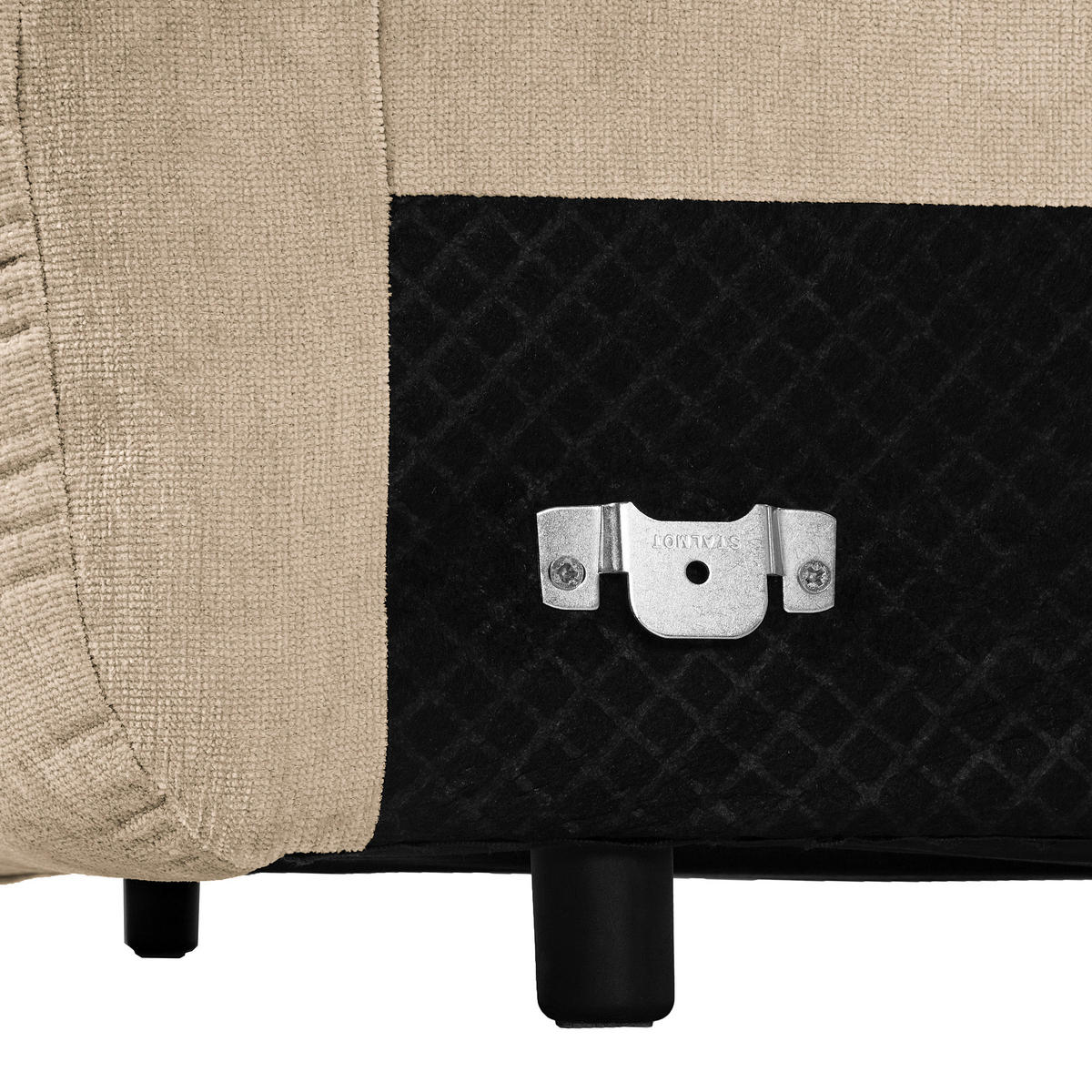 BIGSOFA in Chenille Creme  - Creme/Schwarz, Modern, Kunststoff/Textil (285/87/184cm) - Trendmanufaktur