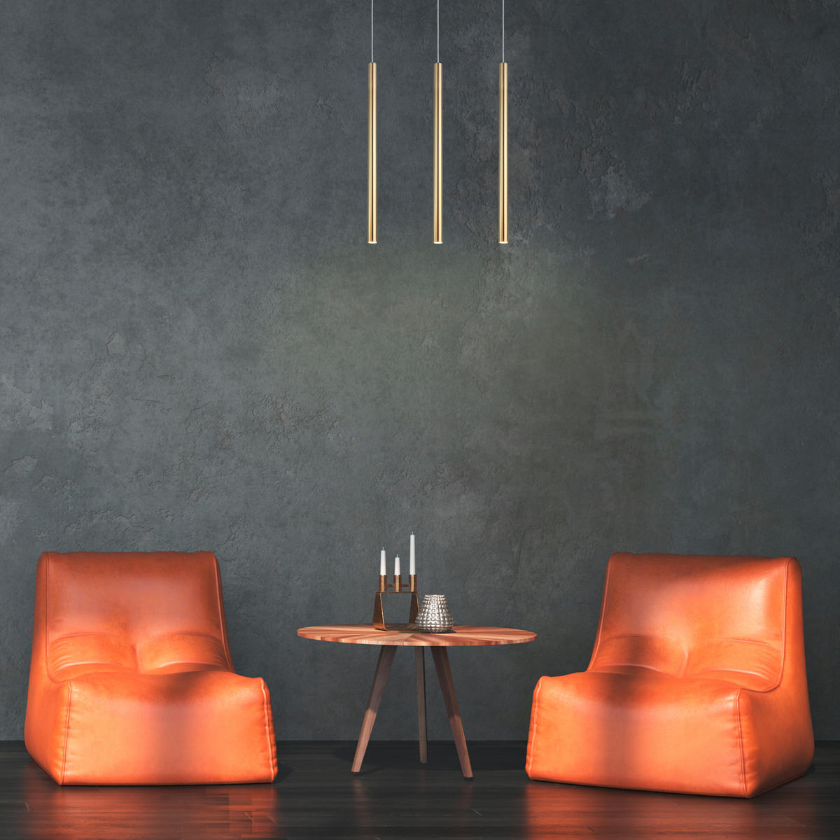 HÄNGELEUCHTE LP-894/3L GD_LUNGO 3 - Bernsteinfarben, Design, Metall (45/4/150cm)
