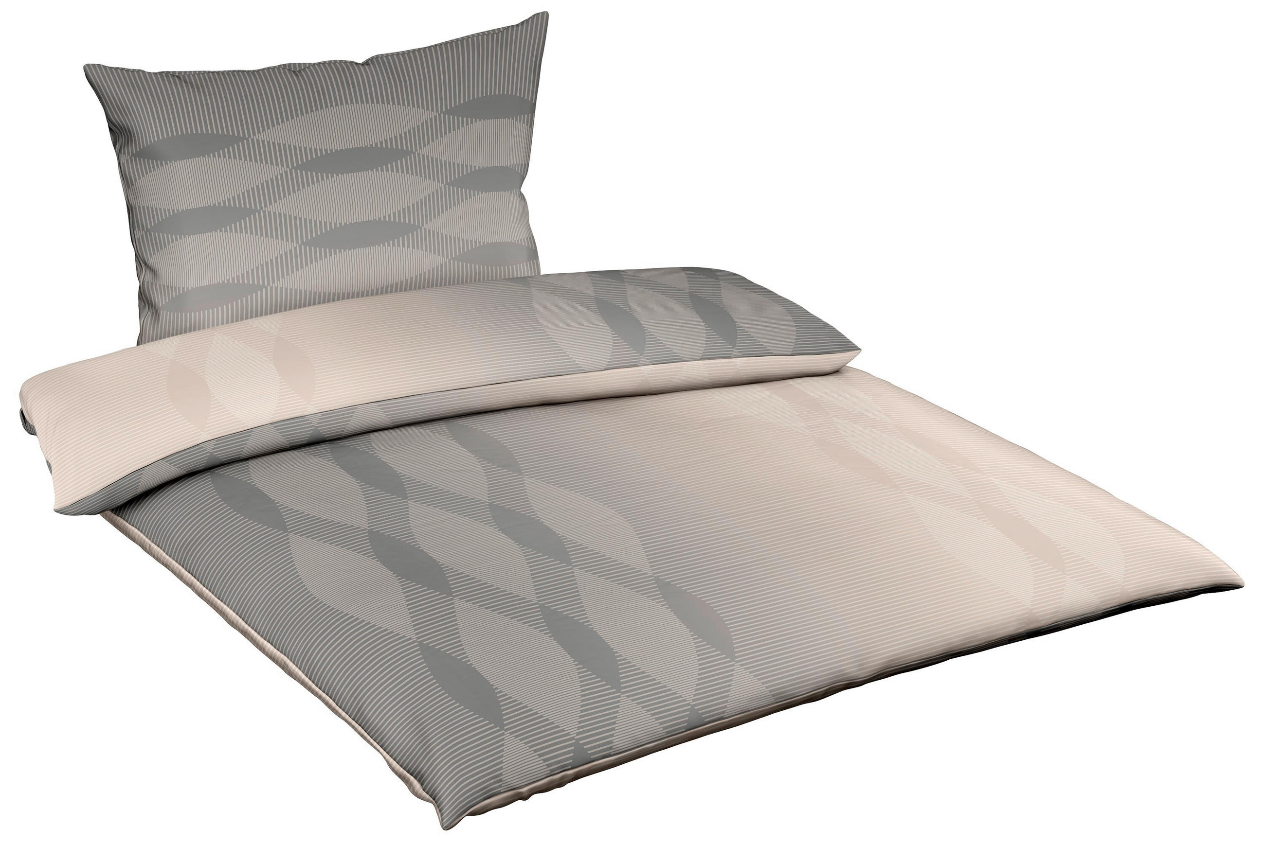 POSTEĽNÁ BIELIZEŇ, makosatén, krémová, sivá, béžová, 140/200 cm - sivá/krémová, Basics, textil (140/200cm) - Fleuresse