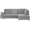 ECKSOFA  in Flachgewebe Dunkelgrau  255/186 cm  - Dunkelgrau/Silberfarben, KONVENTIONELL, Holz/Textil (255/186cm) - Cantus