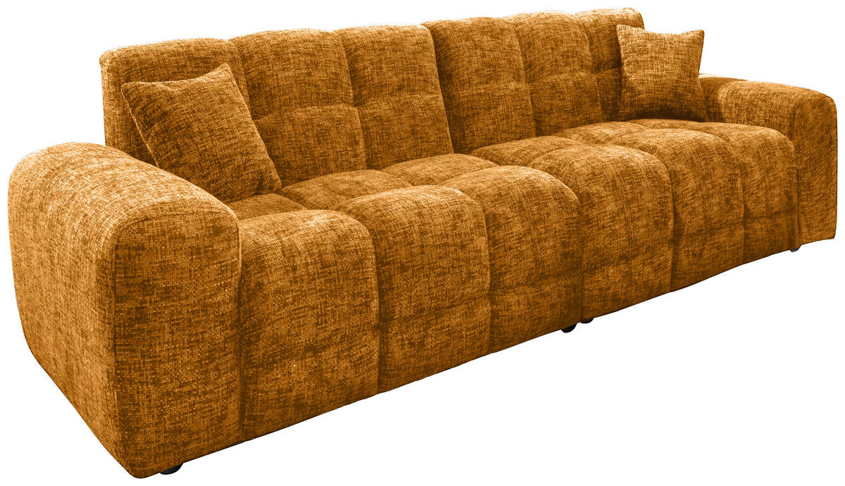VIERSITZER-SOFA in Struktur Goldfarben  - Goldfarben/Schwarz, MODERN, Kunststoff/Textil (300/87/120cm) - Livetastic