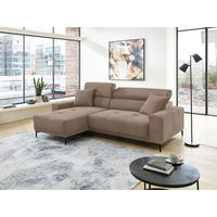 ECKSOFA Cord Graubraun  - Graubraun/Schwarz, Basics, Textil/Metall (183/250cm) - Livetastic