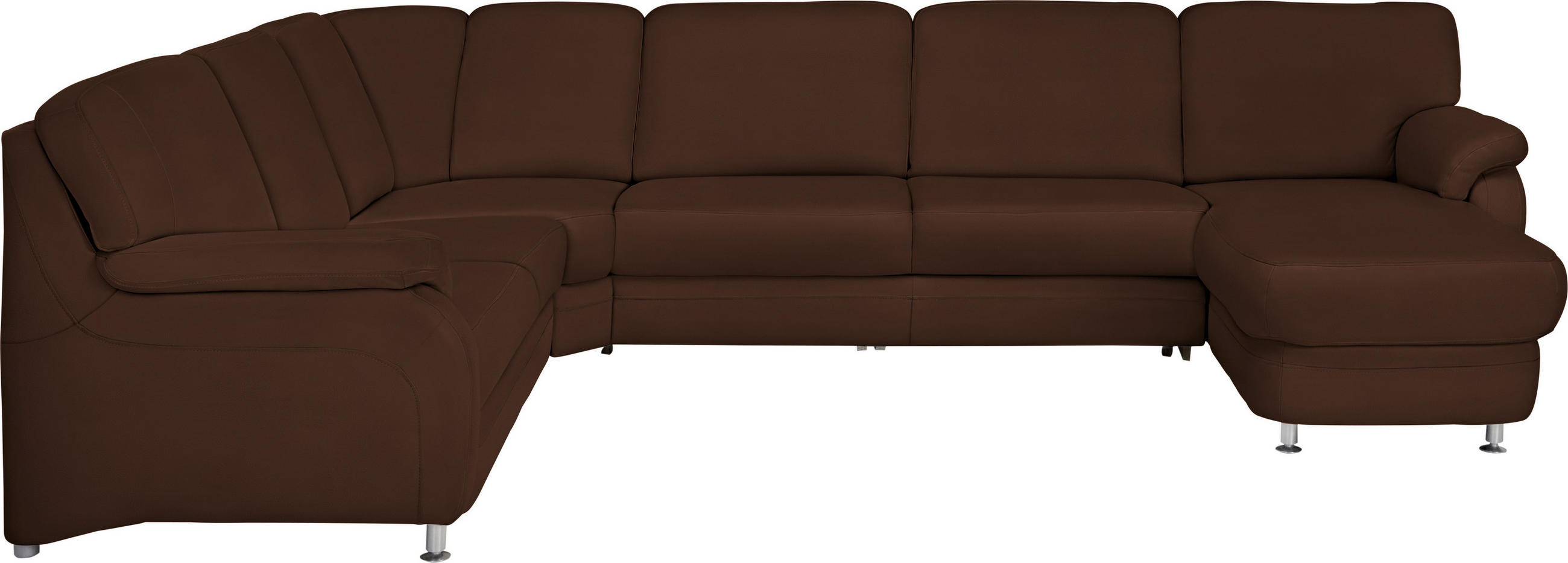 WOHNLANDSCHAFT in Echtleder Kastanienfarben  - Kastanienfarben/Alufarben, Konventionell, Leder/Metall (239/329/165cm) - Beldomo Premium