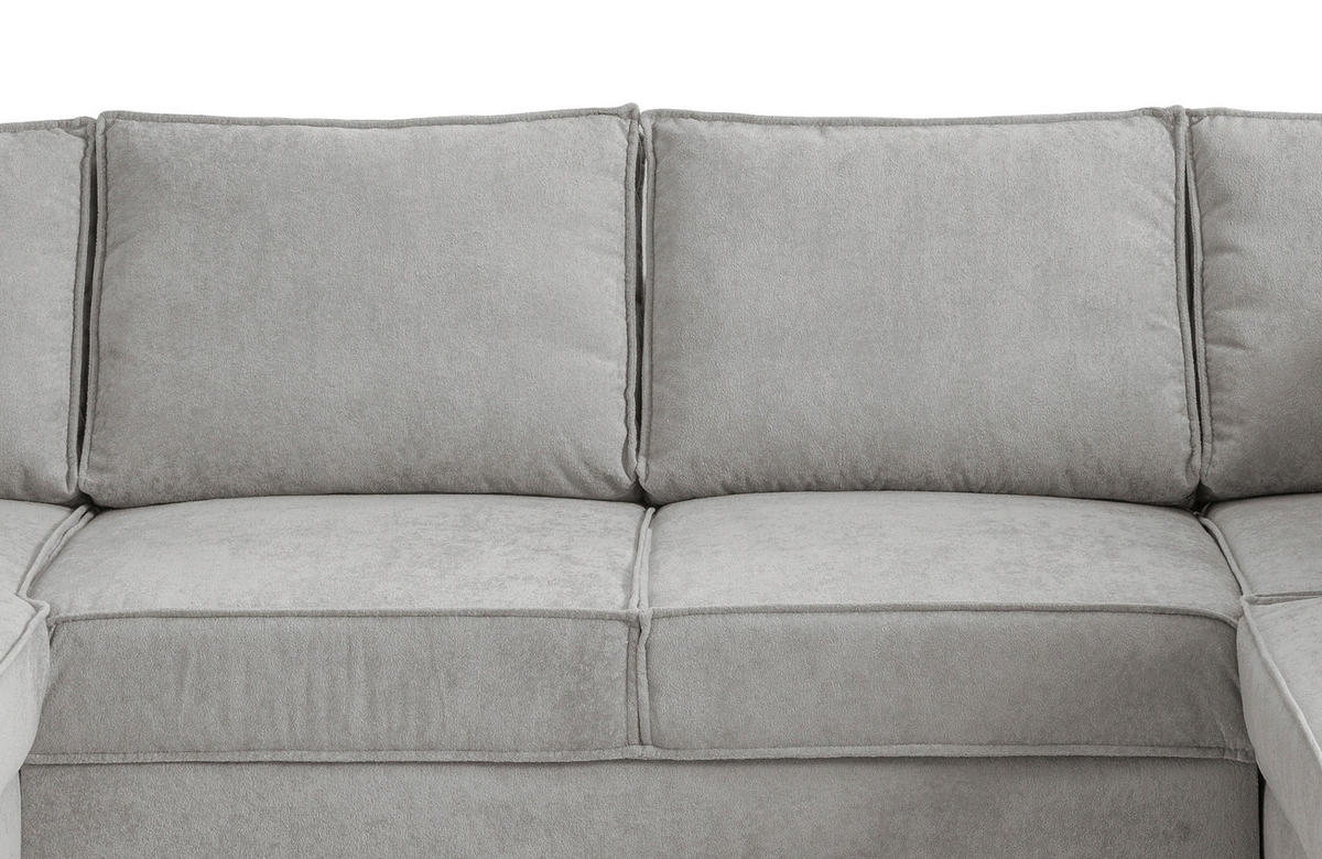 SJEDEĆA GARNITURA tekstil  srebrne boje   - srebrne boje/crna, Moderno, tekstil/metal (150/309/198cm) - MID.YOU