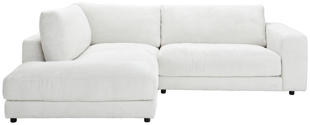 ECKSOFA in Cord Weiss  - Weiss/Schwarz, Design, Kunststoff/Textil (224/265cm) - Hom`in
