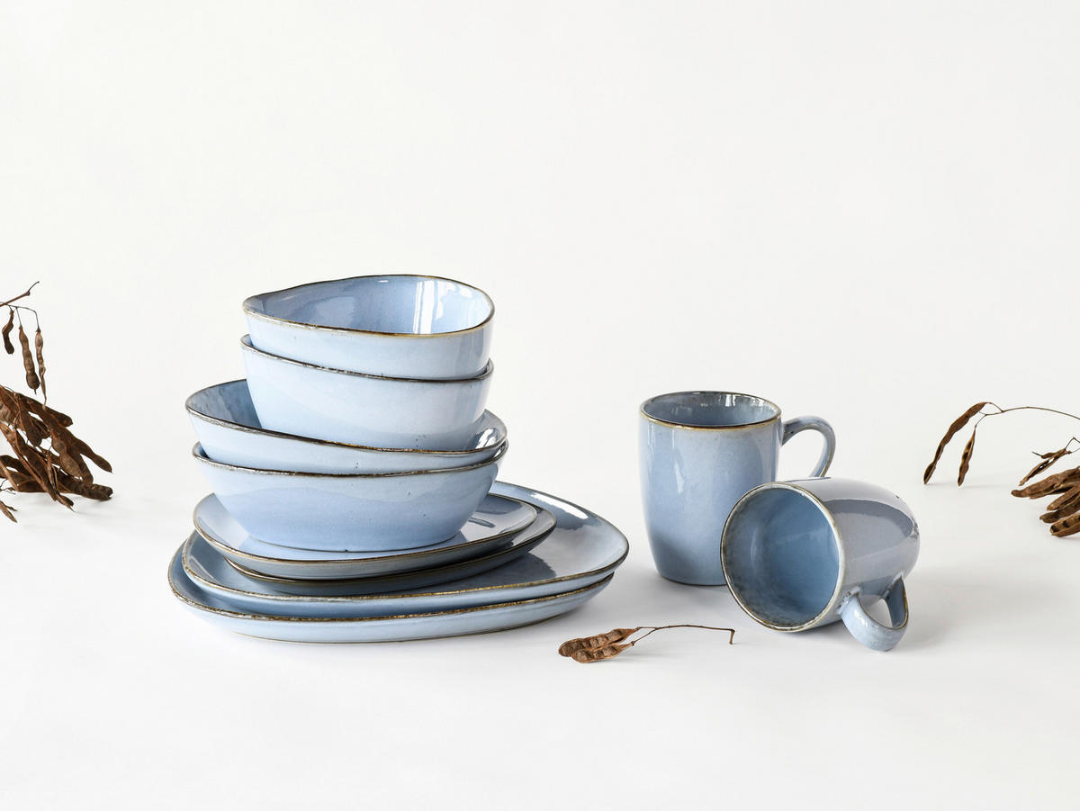 KOMBISERVICE Pastellblau Cloudy 10-teilig 2 Personen  - Pastellblau, Basics, Keramik - Creatable