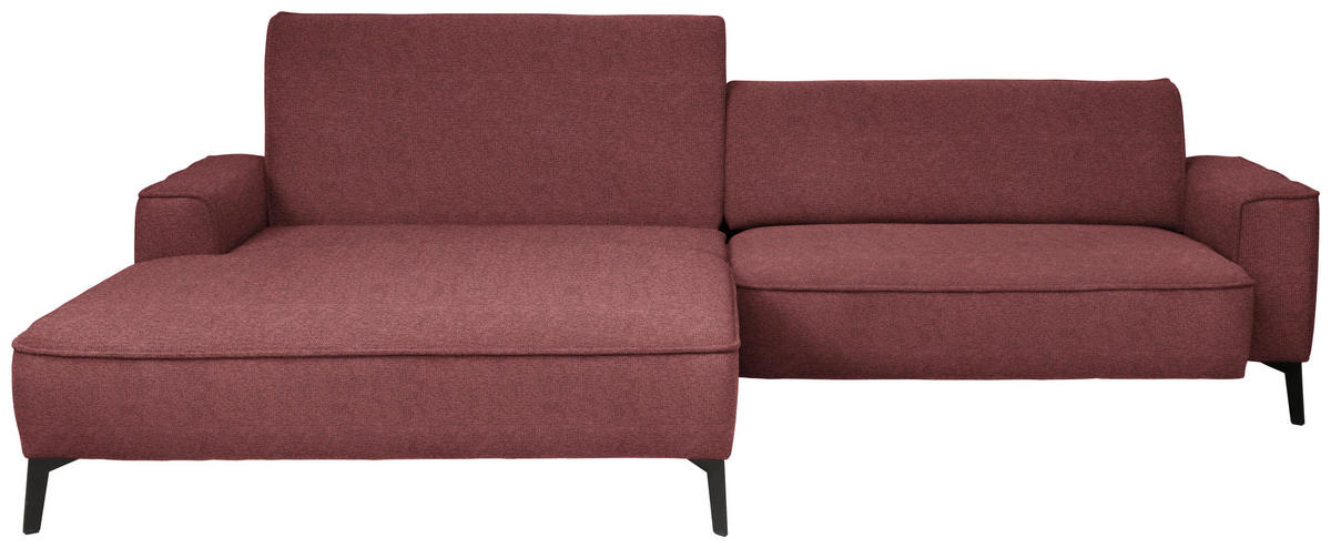 ECKSOFA in Flachgewebe Rot  - Rot/Schwarz, Design, Textil/Metall (190/285cm) - Johann Jakob