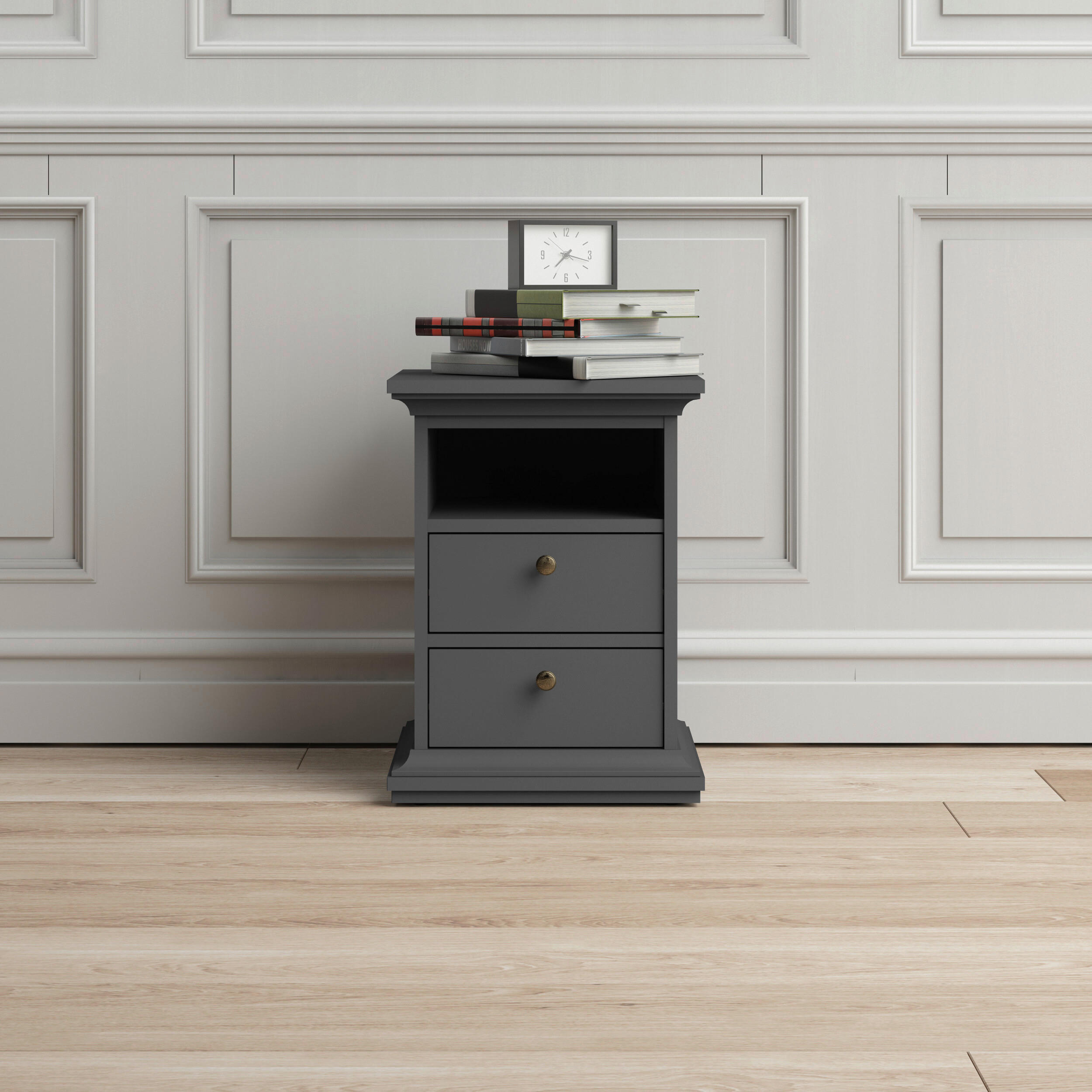 NACHTSCHRANK 43,6/58,8/40 cm  - Messingfarben/Grau, MODERN, Holzwerkstoff/Metall (43,6/58,8/40cm) - MID.YOU