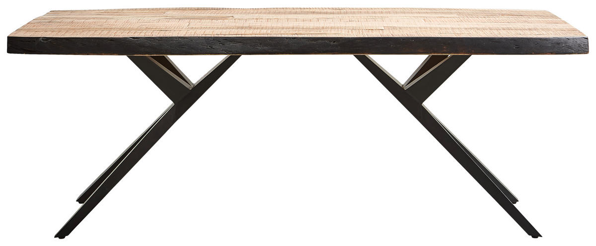 ESSTISCH in Holz, Metall 200/100/76 cm  - Schwarz/Akaziefarben, Design, Holz/Metall (200/100/76cm) - Landscape