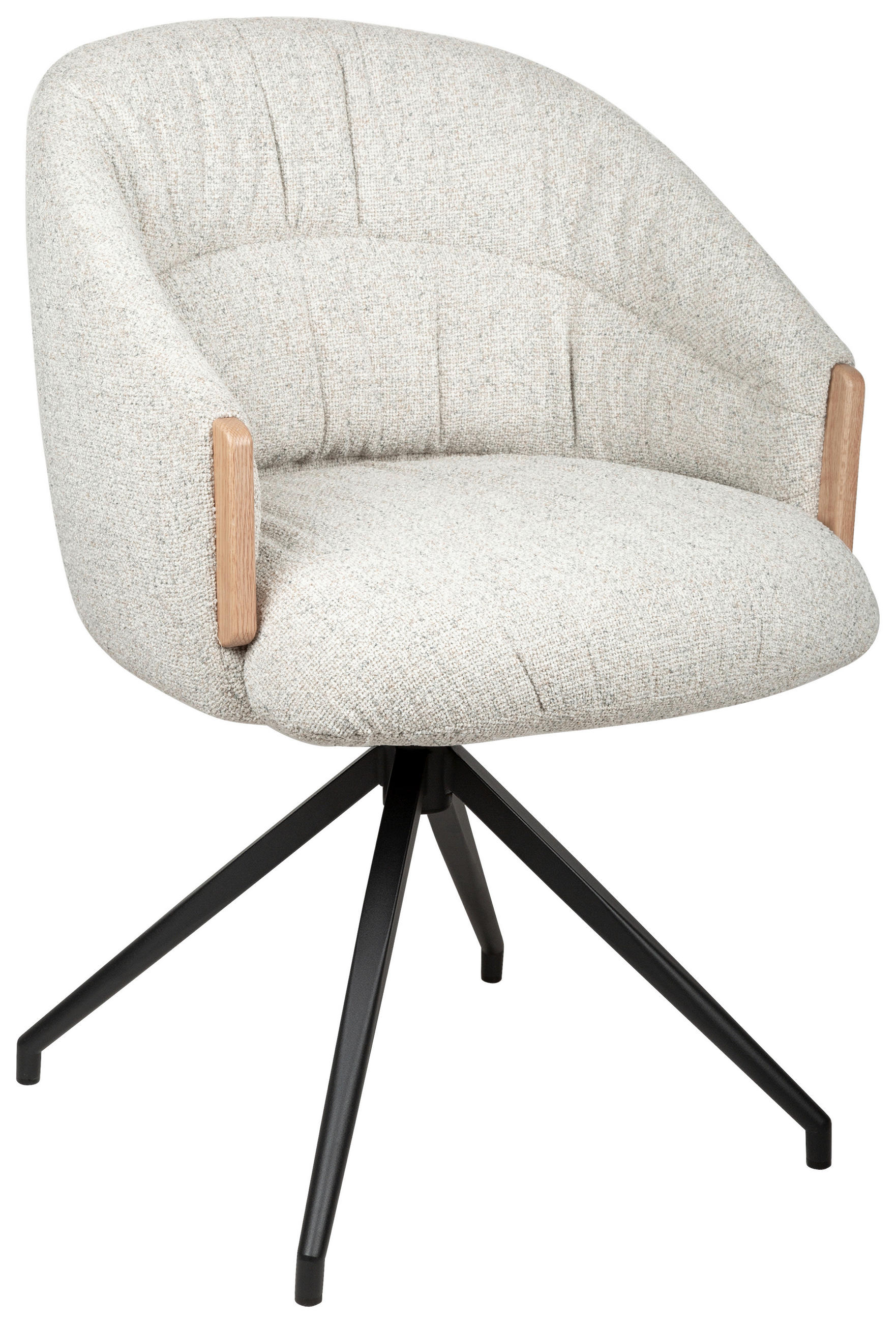 ARMLEHNSTUHL  Sitzfläche 360° drehbar, automatische Rückholfunktion Leinenoptik  - Beige/Schwarz, Design, Holz/Textil (61/84/62cm) - Valnatura