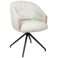 ARMLEHNSTUHL  Sitzfläche 360° drehbar, automatische Rückholfunktion Leinenoptik  - Beige/Schwarz, Design, Holz/Textil (61/84/62cm) - Valnatura