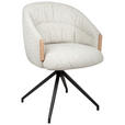 ARMLEHNSTUHL  Sitzfläche 360° drehbar, automatische Rückholfunktion Leinenoptik  - Beige/Schwarz, Design, Holz/Textil (61/84/62cm) - Valnatura