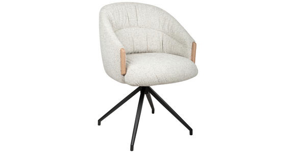 ARMLEHNSTUHL  Sitzfläche 360° drehbar, automatische Rückholfunktion Leinenoptik  - Beige/Schwarz, Design, Holz/Textil (61/84/62cm) - Valnatura