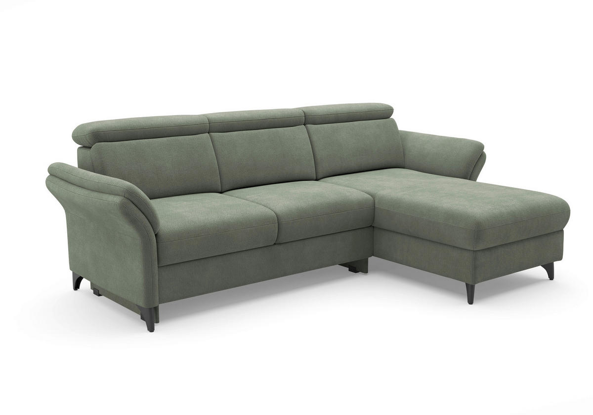 ECKSOFA GLENDALE E in Flachgewebe Dunkelgrün  253/166 cm  - Dunkelgrün/Schwarz, KONVENTIONELL, Textil/Metall (253/166cm) - Sit & More
