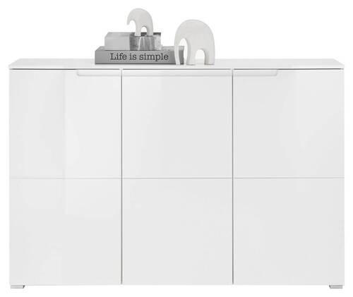 ORMAR ZA OBUĆU bijela, bijela visoki sjaj drvni materijal - bijela/srebrne boje, Konvencionalno, drvni materijal/plastika (150/100/37cm) - MID.YOU