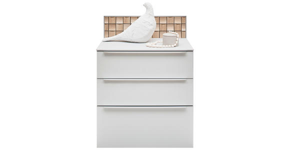 NACHTKÄSTCHEN in massiv Eiche Grau, Eichefarben - Eichefarben/Alufarben, Design, Glas/Holz (58/52,5/40cm) - Dieter Knoll