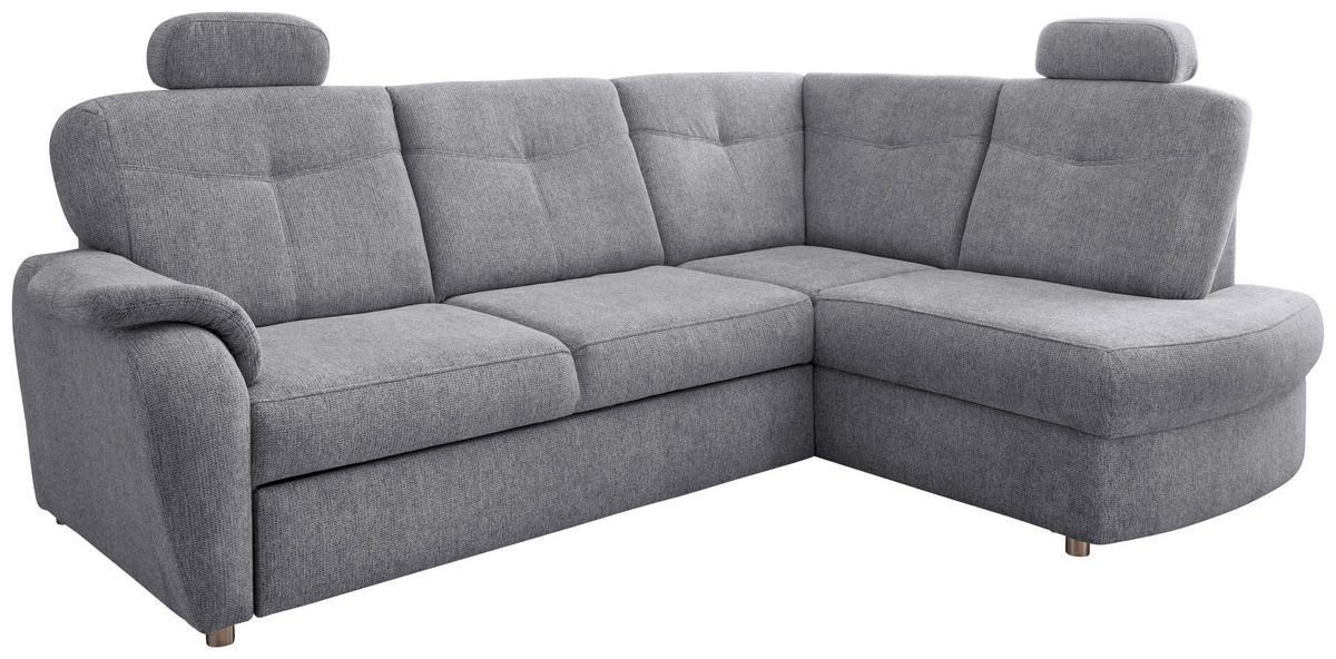 ECKSCHLAFSOFA in Chenille Silberfarben  - Chromfarben/Silberfarben, Modern, Kunststoff/Textil (264/180cm) - Livetastic