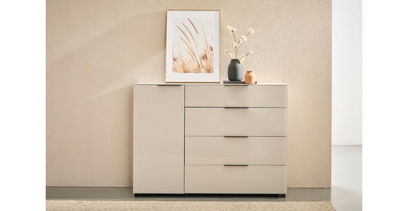 SIDEBOARD  135/99/42 cm 4 Schublade(n)  - Kaschmir/Schwarz, Design, Glas/Holzwerkstoff (135/99/42cm) - Novel