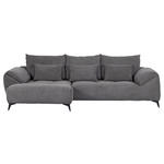 ECKSOFA in Cord Dunkelgrau  176/311 cm  - Dunkelgrau/Schwarz, KONVENTIONELL, Textil/Metall (176/311cm) - Carryhome