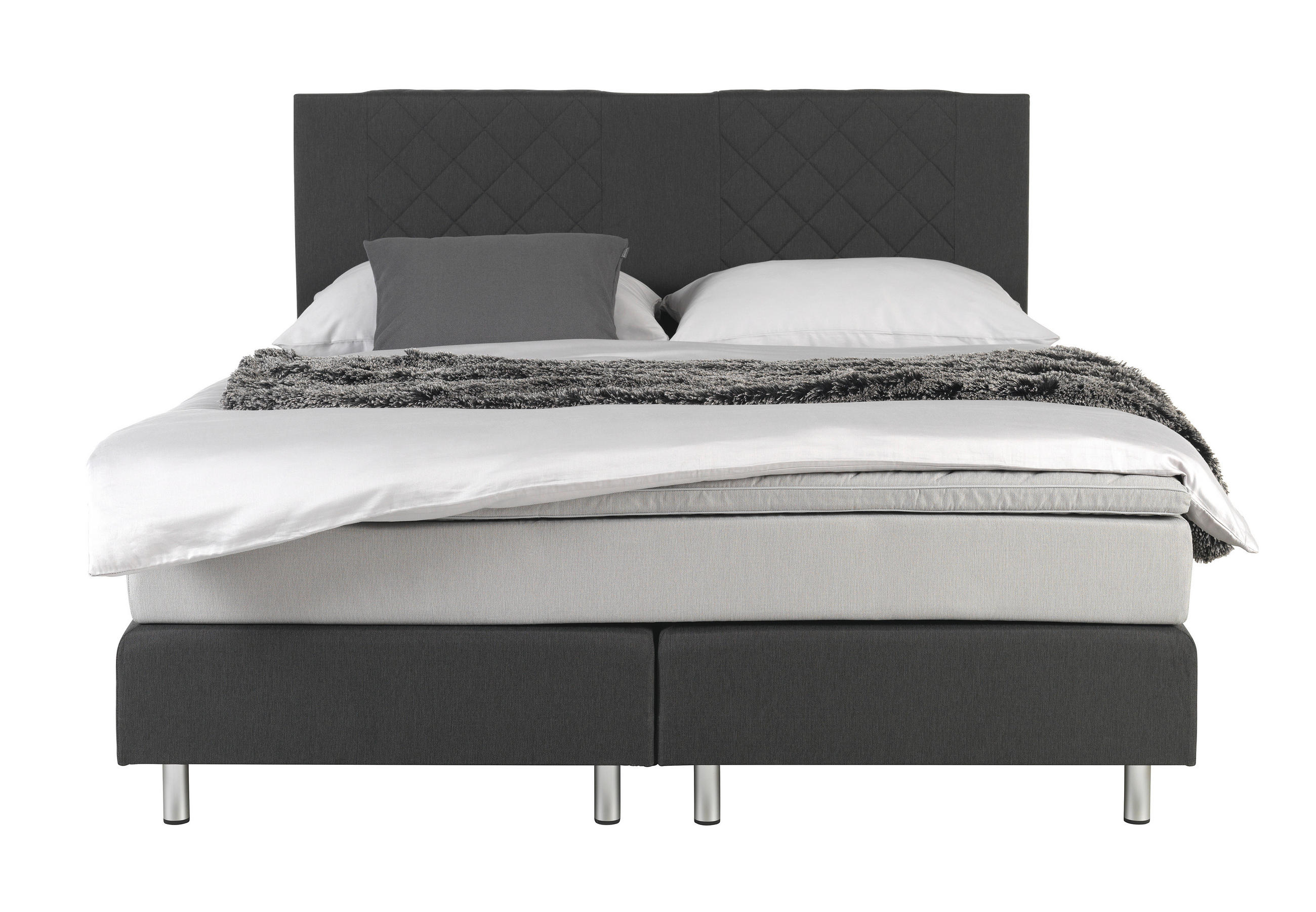 Thumbnail - Livetastic Boxspringbett, Anthrazit, Hellgrau, Textil, H2, Höhe ca. 17 cm, 180x200 cm, Stoffauswahl, Schlafzimmer, Bette...
