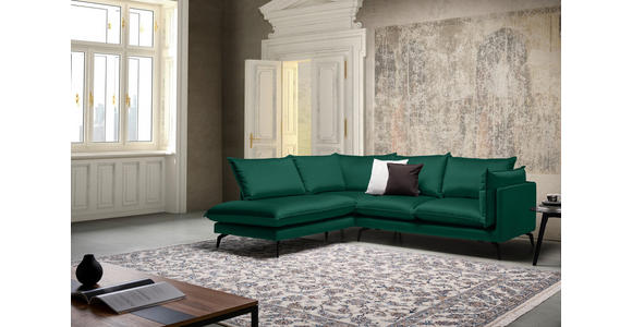 ECKSOFA in Samt Grün  - Schwarz/Grün, Design, Textil/Metall (200/241cm) - Carryhome