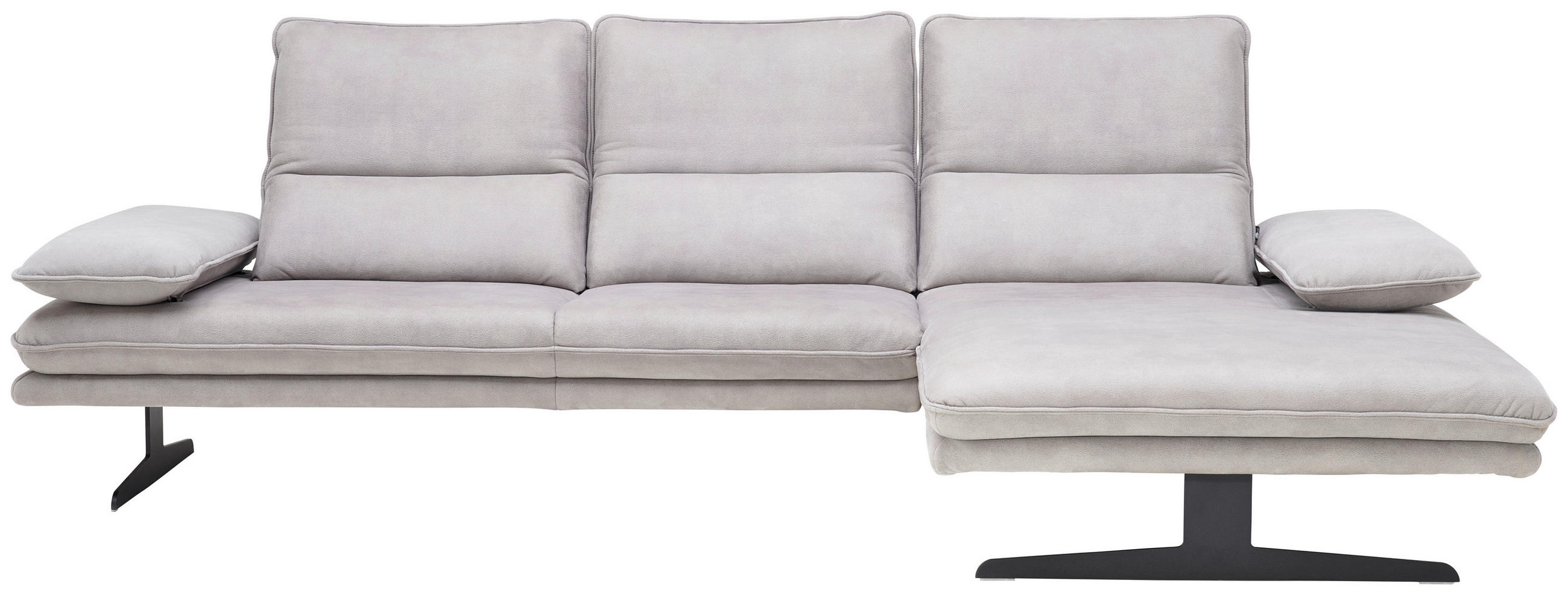 ECKSOFA Grau Mikrofaser  - Schwarz/Grau, Design, Textil/Metall (291/164cm) - Chilliano