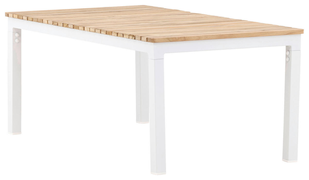 LOUNGETISCH 110/60/45 cm Holz, Metall  - Weiß/Teakfarben, KONVENTIONELL, Holz/Metall (110/60/45cm) - Gardenson
