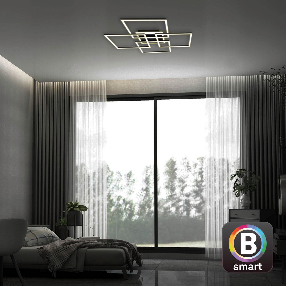LED PLAFONJERA - crna, Osnovno, metal/plastika (72,4/72,4/8,4cm)